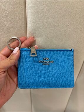 NWT Coach Mini ID Case Pebble Leather with Silver Hardware
